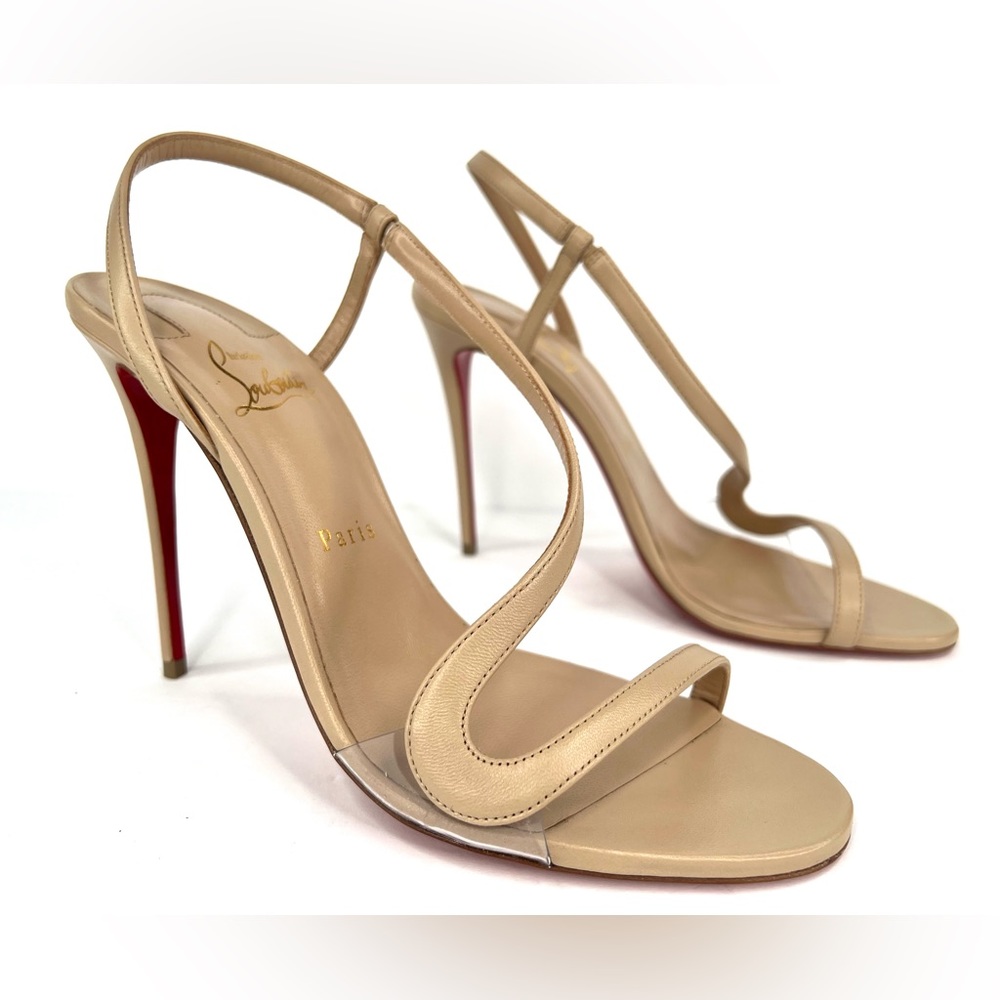 CHRISTIAN LOUBOUTIN Rosalie Nude Leather Stiletto Open Toe Sandals Size EU 41.